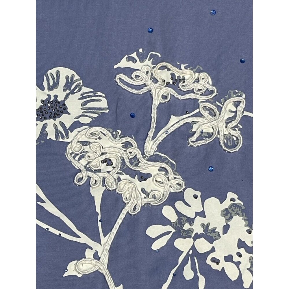 Princess Cruises Lilac Purple Floral Appliqué Rhinestone Shirt Women Sz Medium - Picture 5 of 14